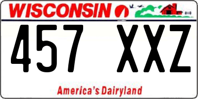 WI license plate 457XXZ