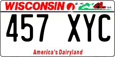 WI license plate 457XYC