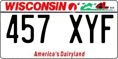 WI license plate 457XYF