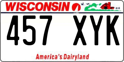 WI license plate 457XYK