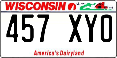 WI license plate 457XYO