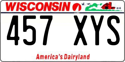 WI license plate 457XYS