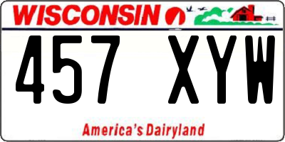 WI license plate 457XYW