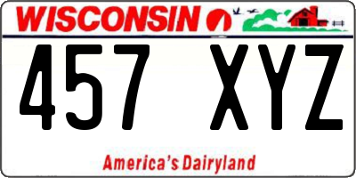 WI license plate 457XYZ