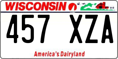 WI license plate 457XZA