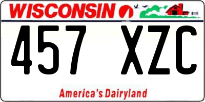 WI license plate 457XZC