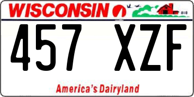 WI license plate 457XZF