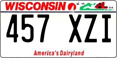 WI license plate 457XZI