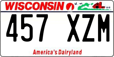 WI license plate 457XZM