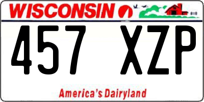 WI license plate 457XZP