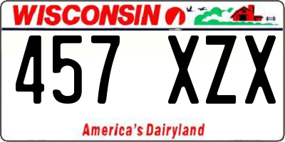 WI license plate 457XZX