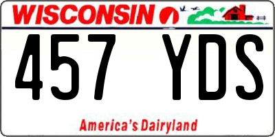 WI license plate 457YDS