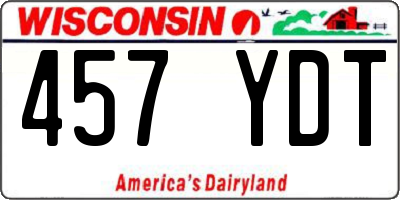 WI license plate 457YDT