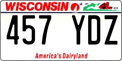 WI license plate 457YDZ