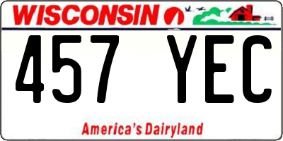 WI license plate 457YEC