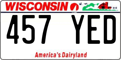 WI license plate 457YED