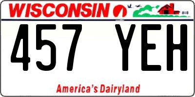 WI license plate 457YEH