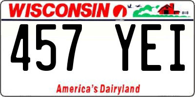 WI license plate 457YEI