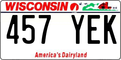 WI license plate 457YEK