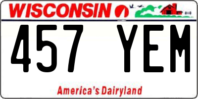 WI license plate 457YEM