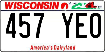 WI license plate 457YEO