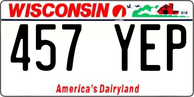 WI license plate 457YEP