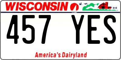 WI license plate 457YES