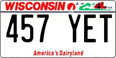 WI license plate 457YET
