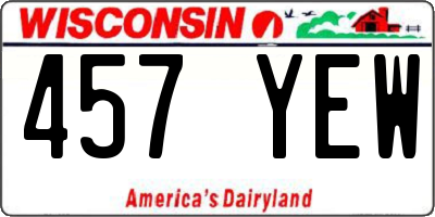 WI license plate 457YEW