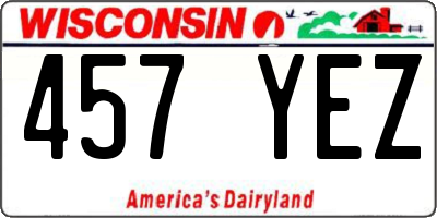 WI license plate 457YEZ