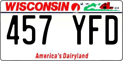 WI license plate 457YFD