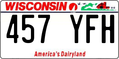 WI license plate 457YFH