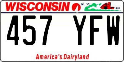 WI license plate 457YFW