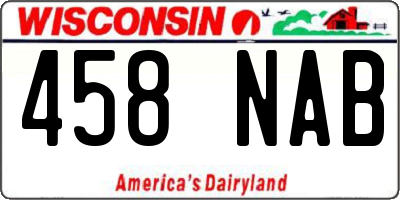 WI license plate 458NAB