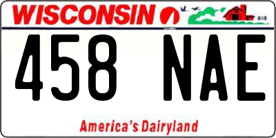 WI license plate 458NAE