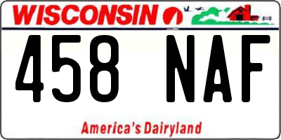 WI license plate 458NAF