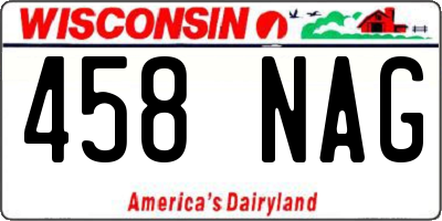 WI license plate 458NAG