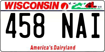 WI license plate 458NAI