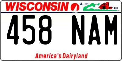 WI license plate 458NAM