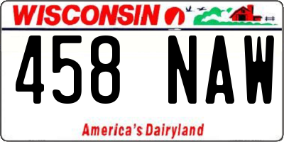 WI license plate 458NAW