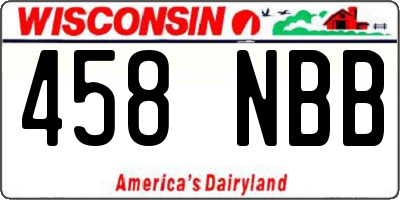 WI license plate 458NBB