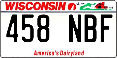 WI license plate 458NBF