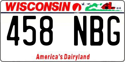 WI license plate 458NBG