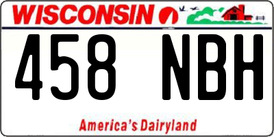 WI license plate 458NBH