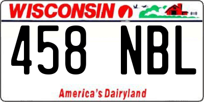 WI license plate 458NBL