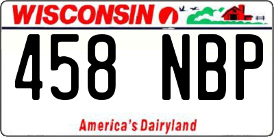 WI license plate 458NBP