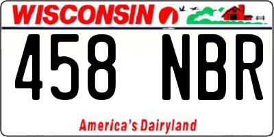 WI license plate 458NBR