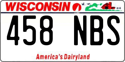 WI license plate 458NBS