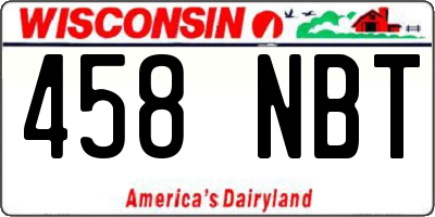 WI license plate 458NBT