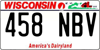 WI license plate 458NBV